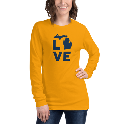 Michigan 'Love' T-Shirt (Geometric Sans Font) | Unisex Long Sleeve