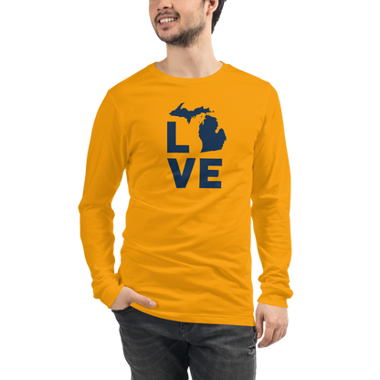 Michigan 'Love' T-Shirt (Geometric Sans Font) | Unisex Long Sleeve