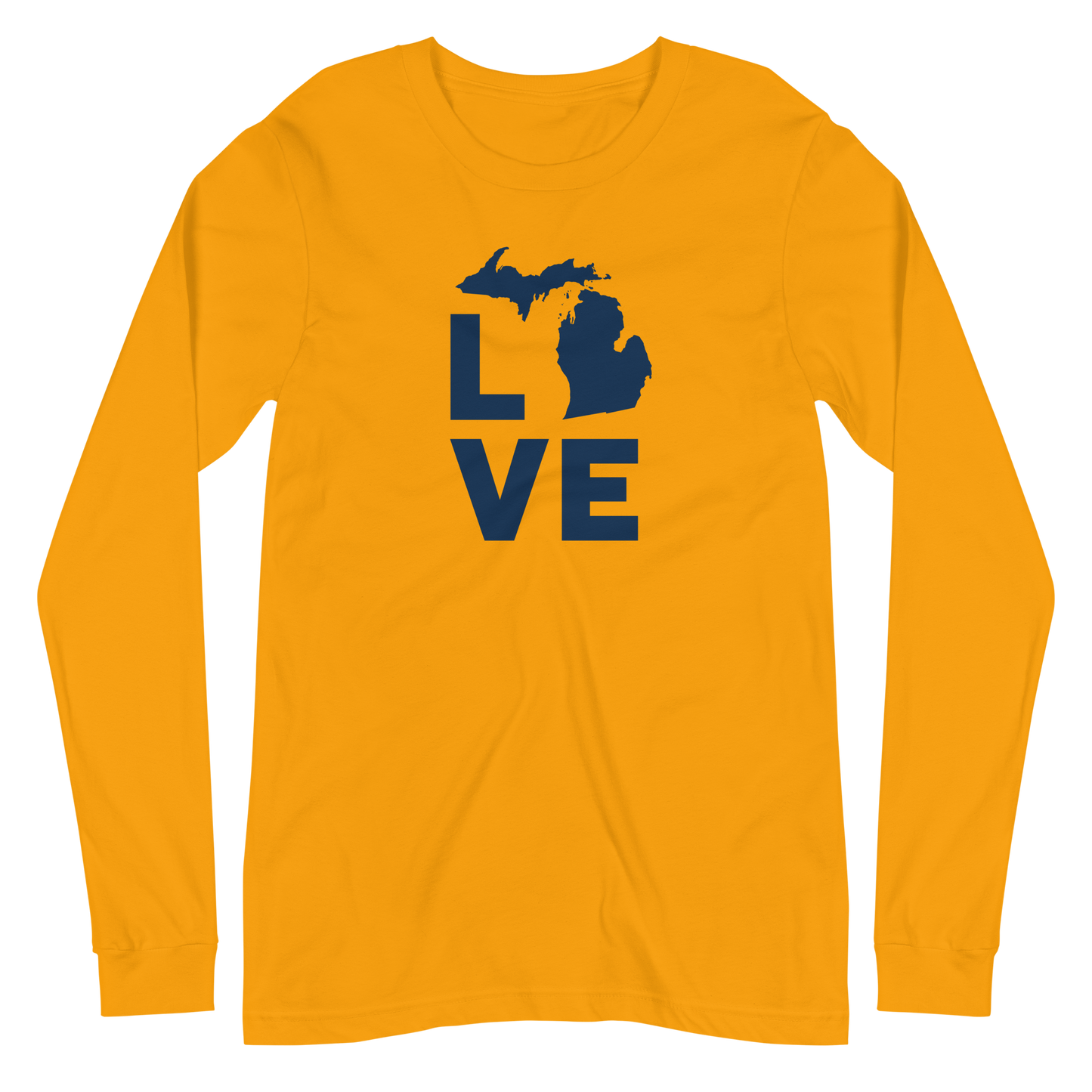 Michigan 'Love' T-Shirt (Geometric Sans Font) | Unisex Long Sleeve