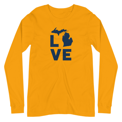 Michigan 'Love' T-Shirt (Geometric Sans Font) | Unisex Long Sleeve