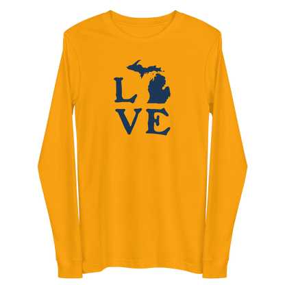 Michigan 'Love' T-Shirt (Woodcut Font) | Unisex Long Sleeve