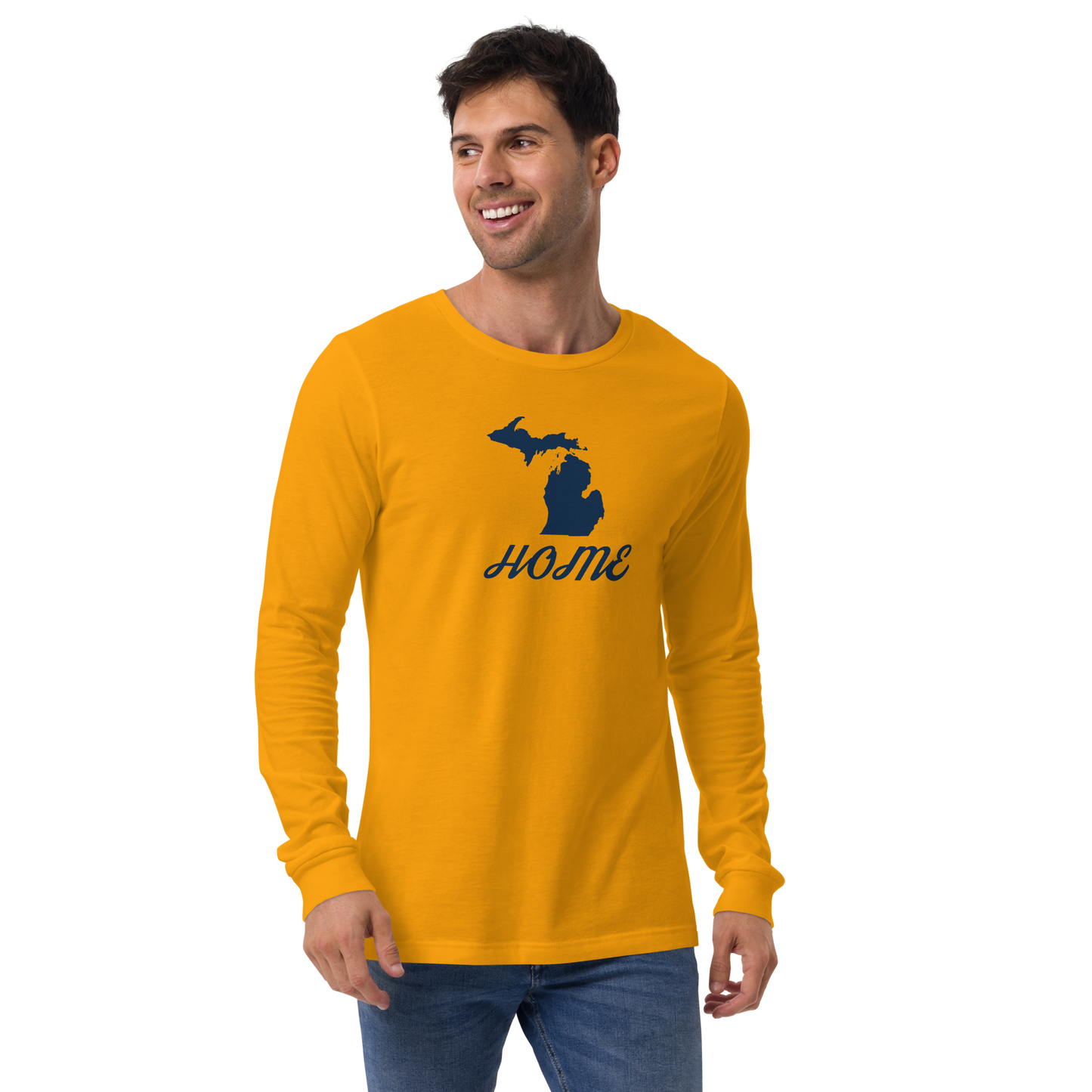 Michigan 'Home' T-Shirt (Retro Script Font) | Unisex Long Sleeve