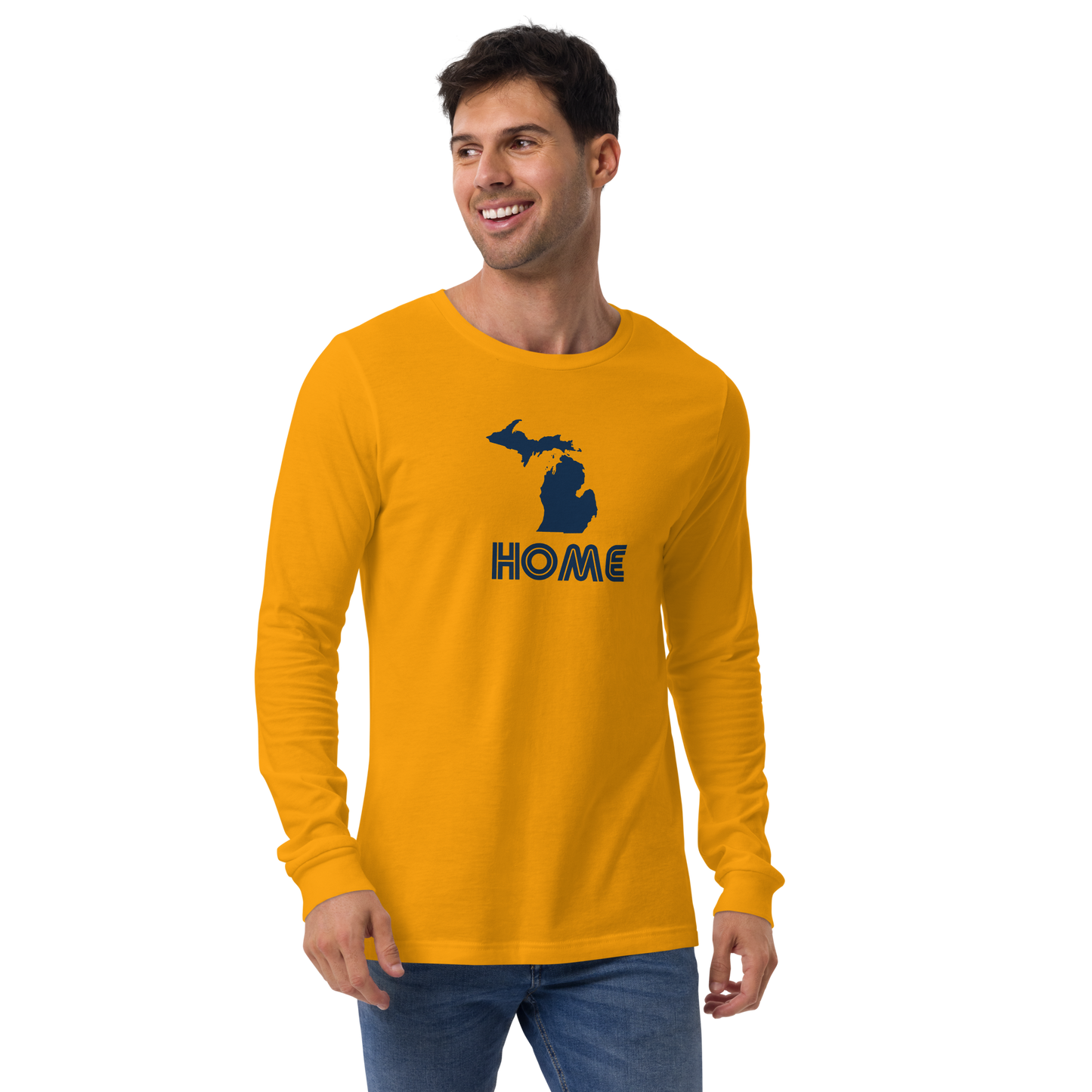 Michigan 'Home' T-Shirt (1970s Audiophile Font) | Unisex Long Sleeve