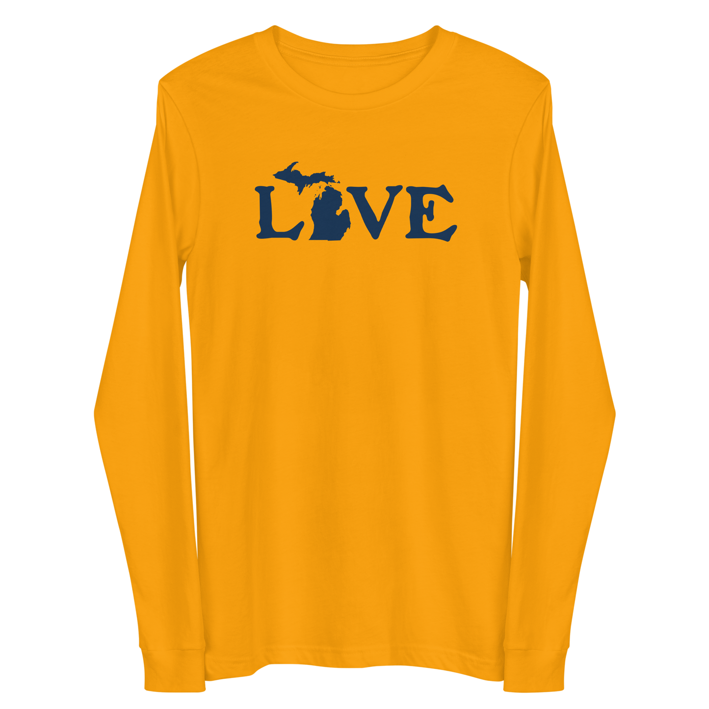 Michigan 'Love' T-Shirt (Woodcut Font) | Unisex Long Sleeve