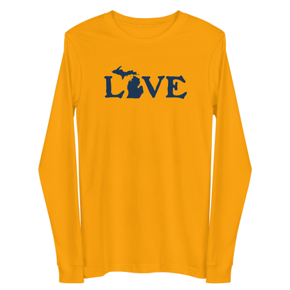 Michigan 'Love' T-Shirt (Woodcut Font) | Unisex Long Sleeve