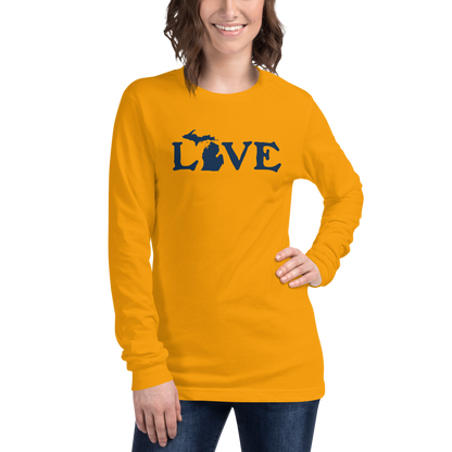 Michigan 'Love' T-Shirt (Woodcut Font) | Unisex Long Sleeve