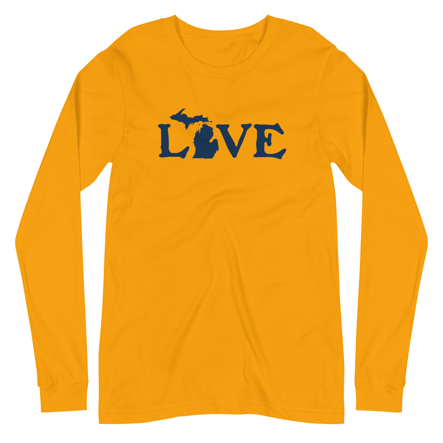 Michigan 'Love' T-Shirt (Woodcut Font) | Unisex Long Sleeve