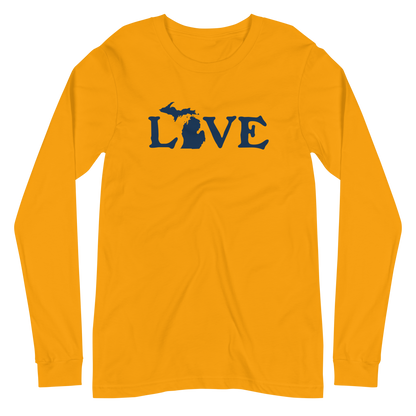 Michigan 'Love' T-Shirt (Woodcut Font) | Unisex Long Sleeve