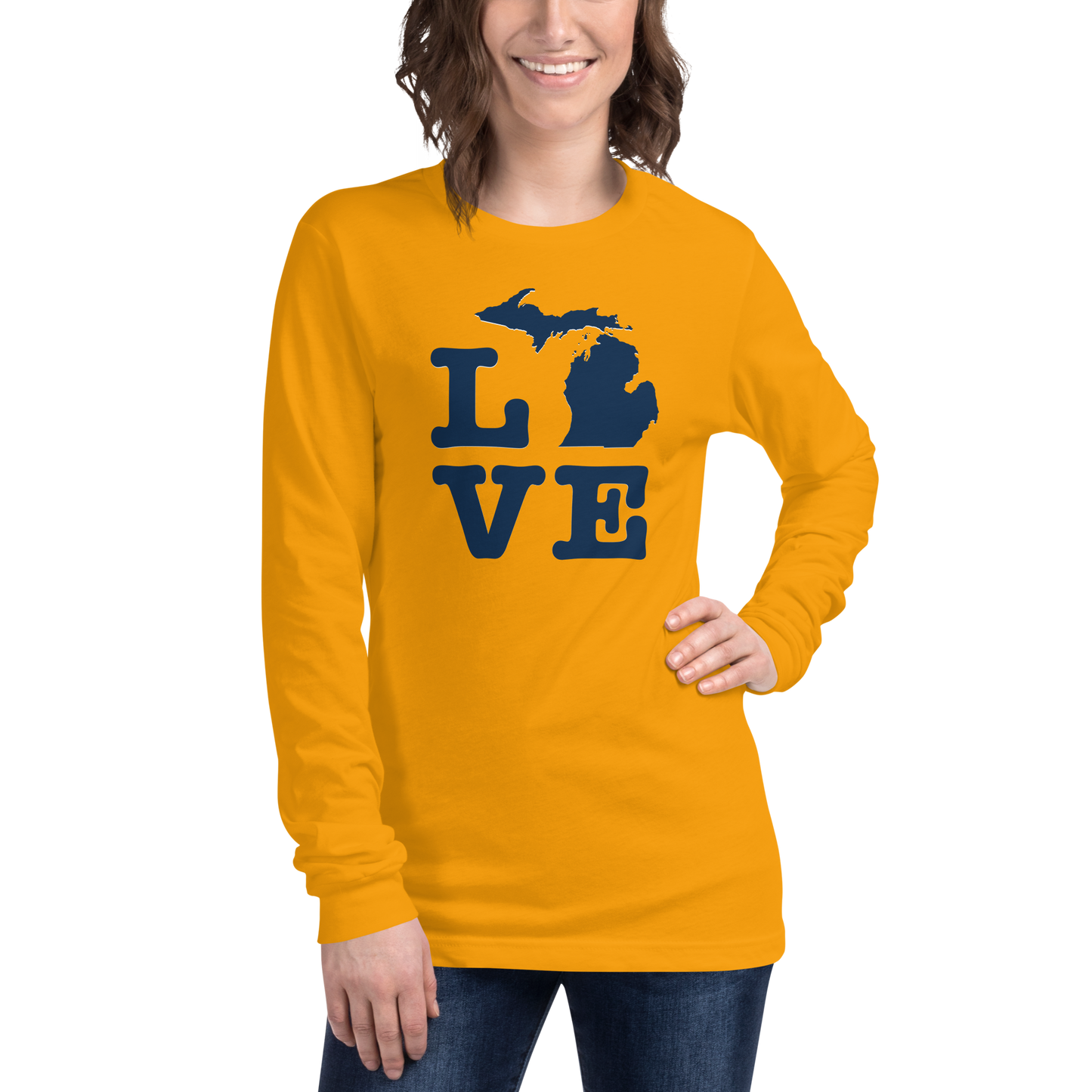 Michigan 'Love' T-Shirt (Typewriter Font) | Unisex Long Sleeve