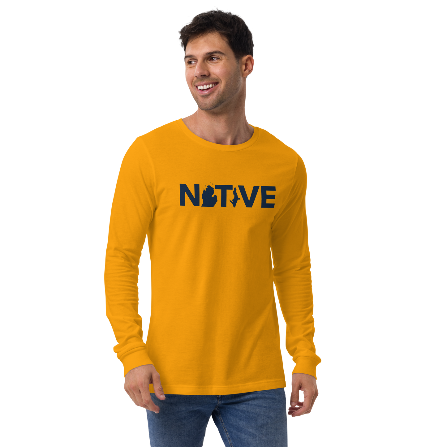 Michigan 'Native' T-Shirt (Geometric Sans Font) | Unisex Long Sleeve