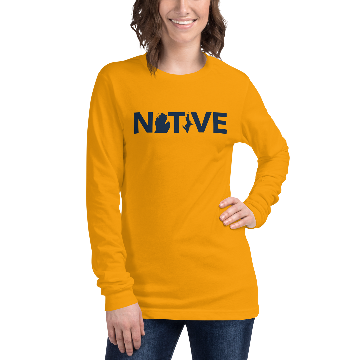 Michigan 'Native' T-Shirt (Geometric Sans Font) | Unisex Long Sleeve