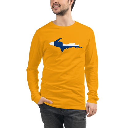 Michigan Upper Peninsula T-Shirt (w/ UP Finland Flag Outline) | Unisex Long Sleeve