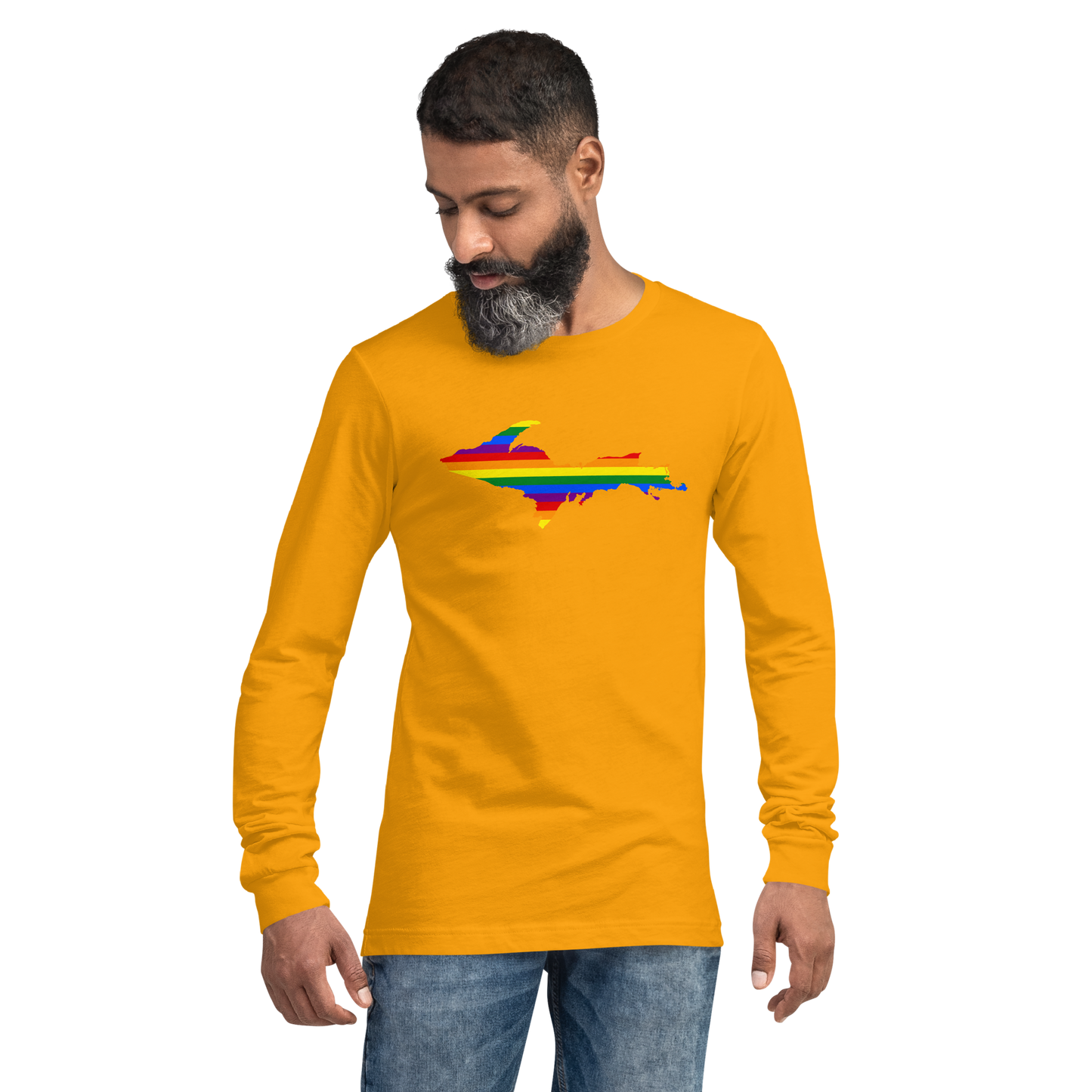 Michigan Upper Peninsula T-Shirt (w/ UP Pride Flag Outline) | Unisex Long Sleeve