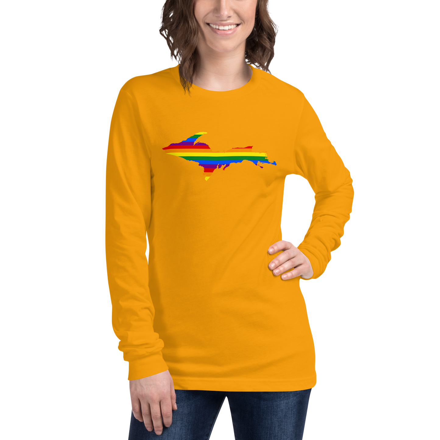 Michigan Upper Peninsula T-Shirt (w/ UP Pride Flag Outline) | Unisex Long Sleeve