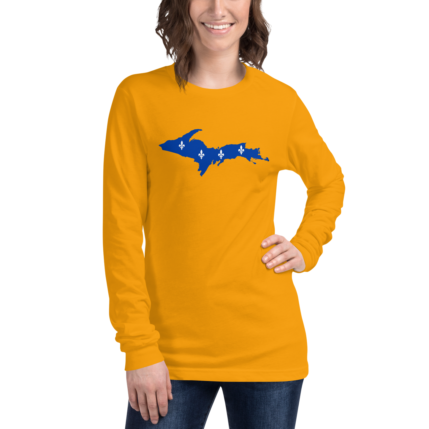 Michigan Upper Peninsula T-Shirt (w/ UP Quebec Flag Outline) | Unisex Long Sleeve