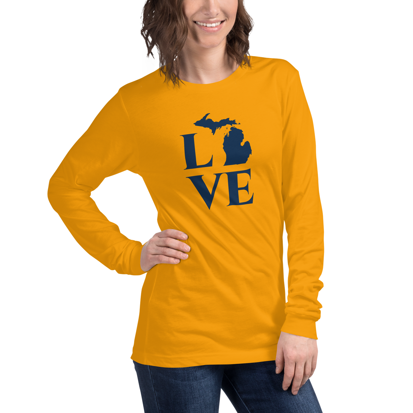 Michigan 'Love' T-Shirt (Roman Serif Font) | Unisex Long Sleeve