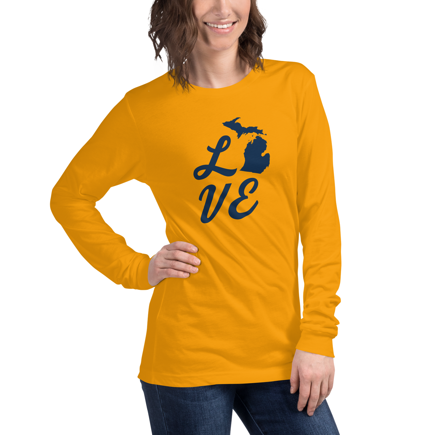 Michigan 'Love' T-Shirt (Retro Script Font) | Unisex Long Sleeve