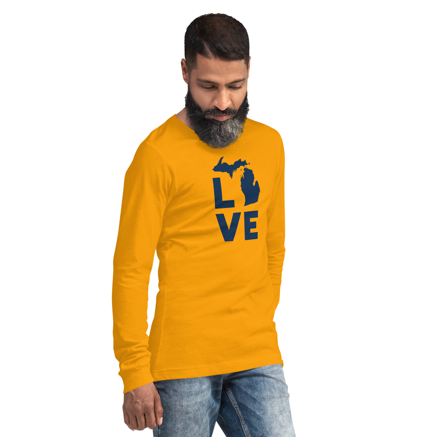 Michigan 'Love' T-Shirt (Geometric Sans Font) | Unisex Long Sleeve