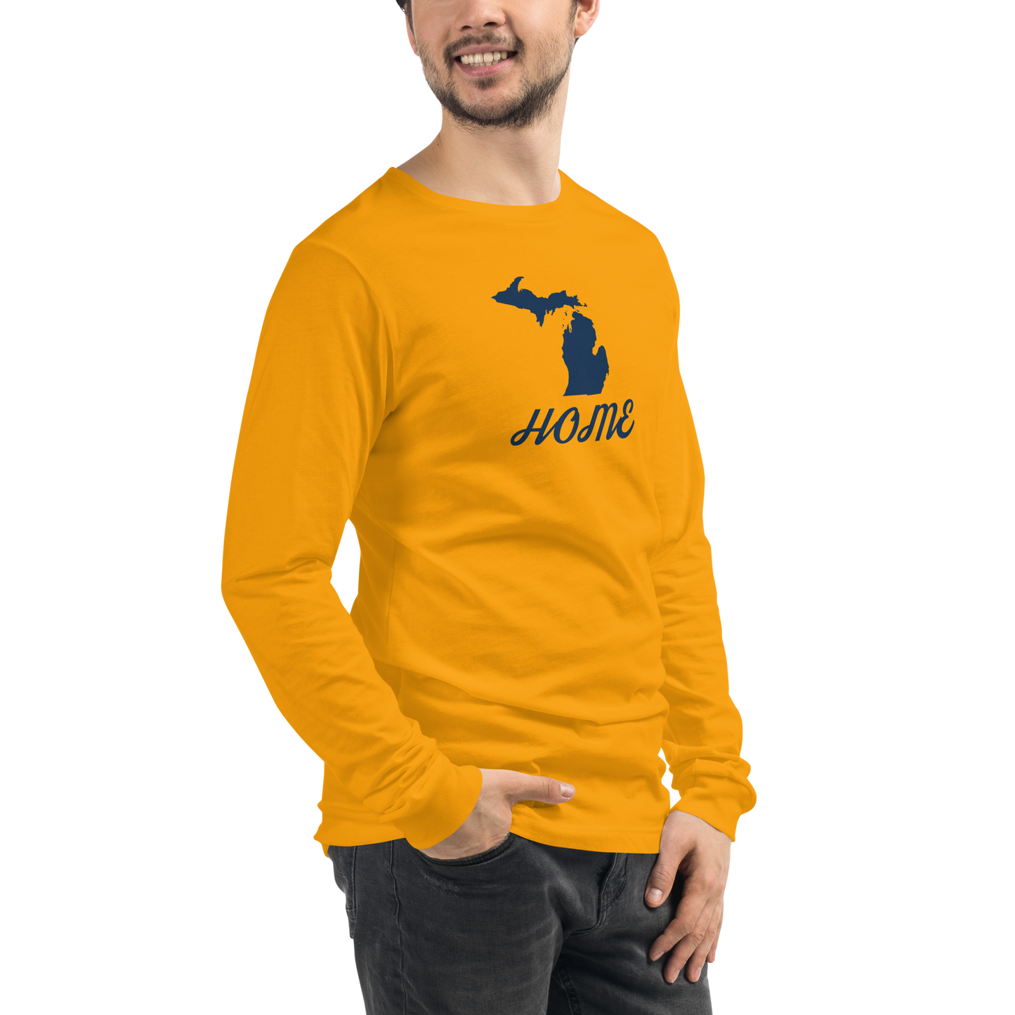 Michigan 'Home' T-Shirt (Retro Script Font) | Unisex Long Sleeve