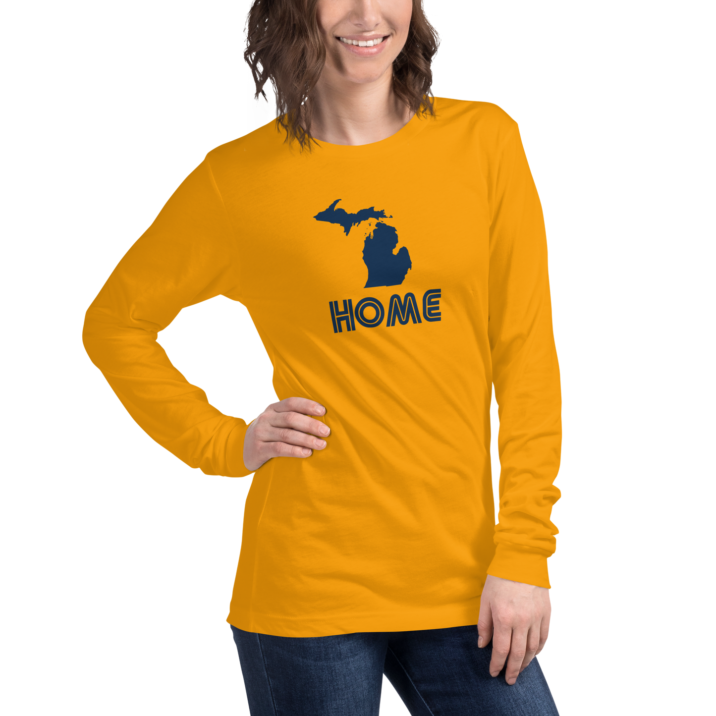 Michigan 'Home' T-Shirt (1970s Audiophile Font) | Unisex Long Sleeve