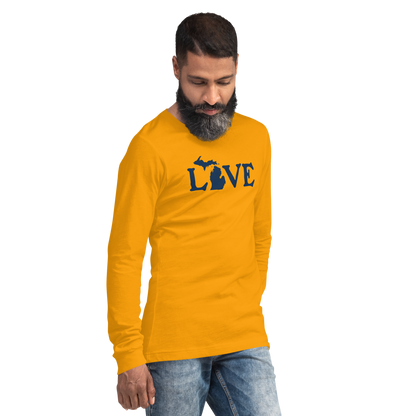 Michigan 'Love' T-Shirt (Woodcut Font) | Unisex Long Sleeve