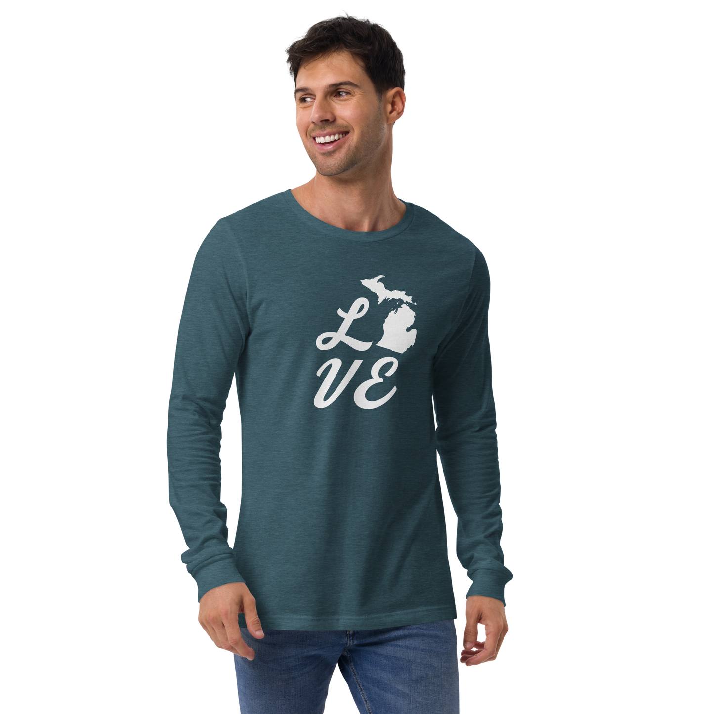 Michigan 'Love' T-Shirt (Retro Script Font) | Unisex Long Sleeve