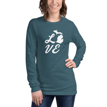 Michigan 'Love' T-Shirt (Retro Script Font) | Unisex Long Sleeve