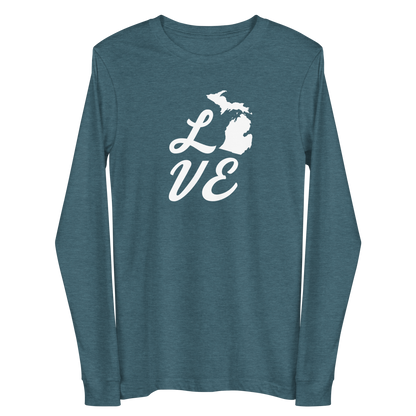 Michigan 'Love' T-Shirt (Retro Script Font) | Unisex Long Sleeve