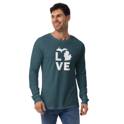 Michigan 'Love' T-Shirt (Geometric Sans Font) | Unisex Long Sleeve