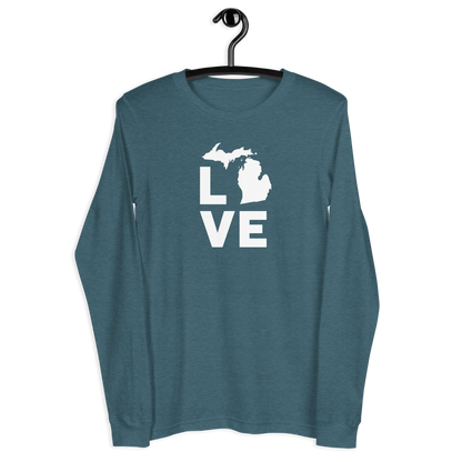 Michigan 'Love' T-Shirt (Geometric Sans Font) | Unisex Long Sleeve