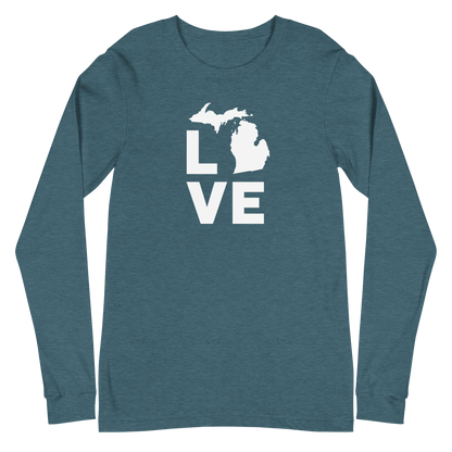 Michigan 'Love' T-Shirt (Geometric Sans Font) | Unisex Long Sleeve