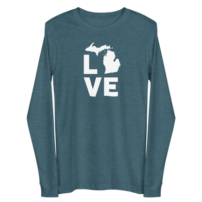 Michigan 'Love' T-Shirt (Geometric Sans Font) | Unisex Long Sleeve