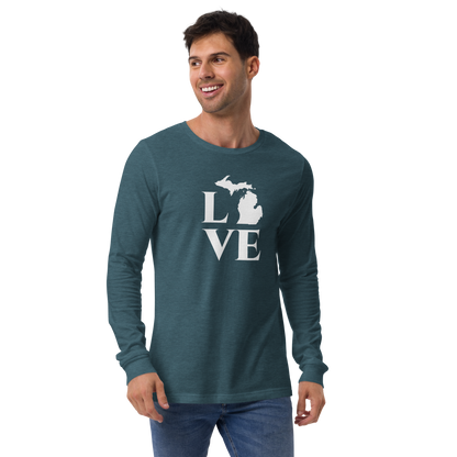 Michigan 'Love' T-Shirt (Roman Serif Font) | Unisex Long Sleeve