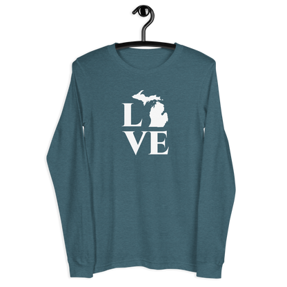 Michigan 'Love' T-Shirt (Roman Serif Font) | Unisex Long Sleeve