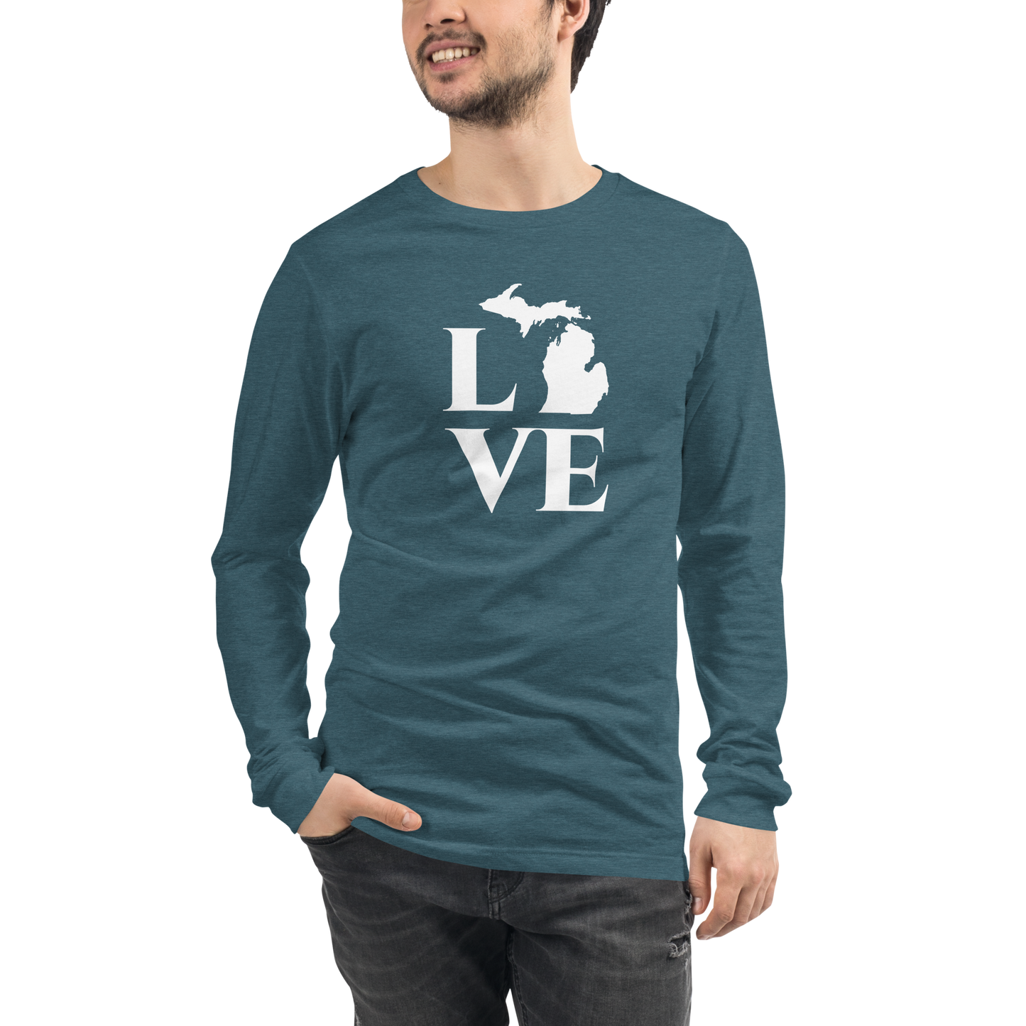 Michigan 'Love' T-Shirt (Roman Serif Font) | Unisex Long Sleeve