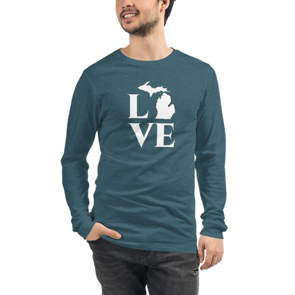 Michigan 'Love' T-Shirt (Roman Serif Font) | Unisex Long Sleeve