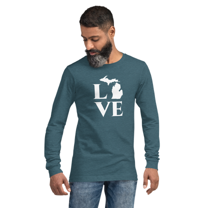 Michigan 'Love' T-Shirt (Roman Serif Font) | Unisex Long Sleeve