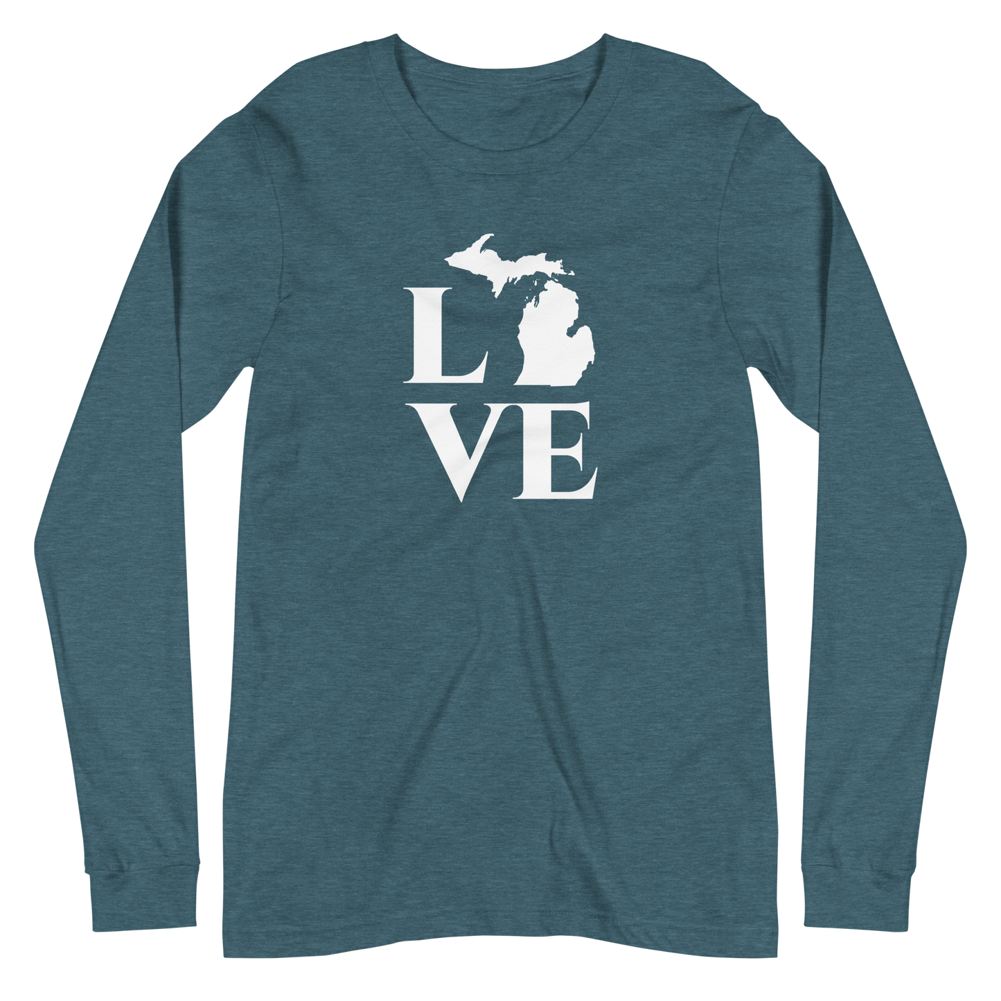 Michigan 'Love' T-Shirt (Roman Serif Font) | Unisex Long Sleeve