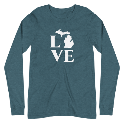 Michigan 'Love' T-Shirt (Roman Serif Font) | Unisex Long Sleeve