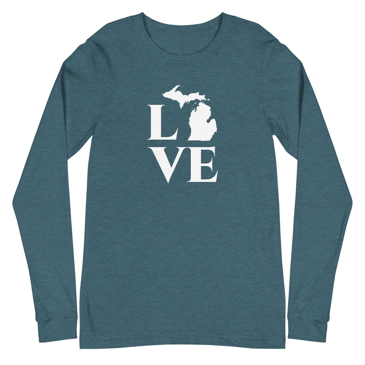 Michigan 'Love' T-Shirt (Roman Serif Font) | Unisex Long Sleeve