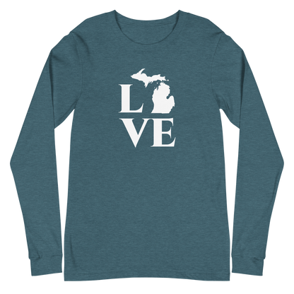 Michigan 'Love' T-Shirt (Roman Serif Font) | Unisex Long Sleeve