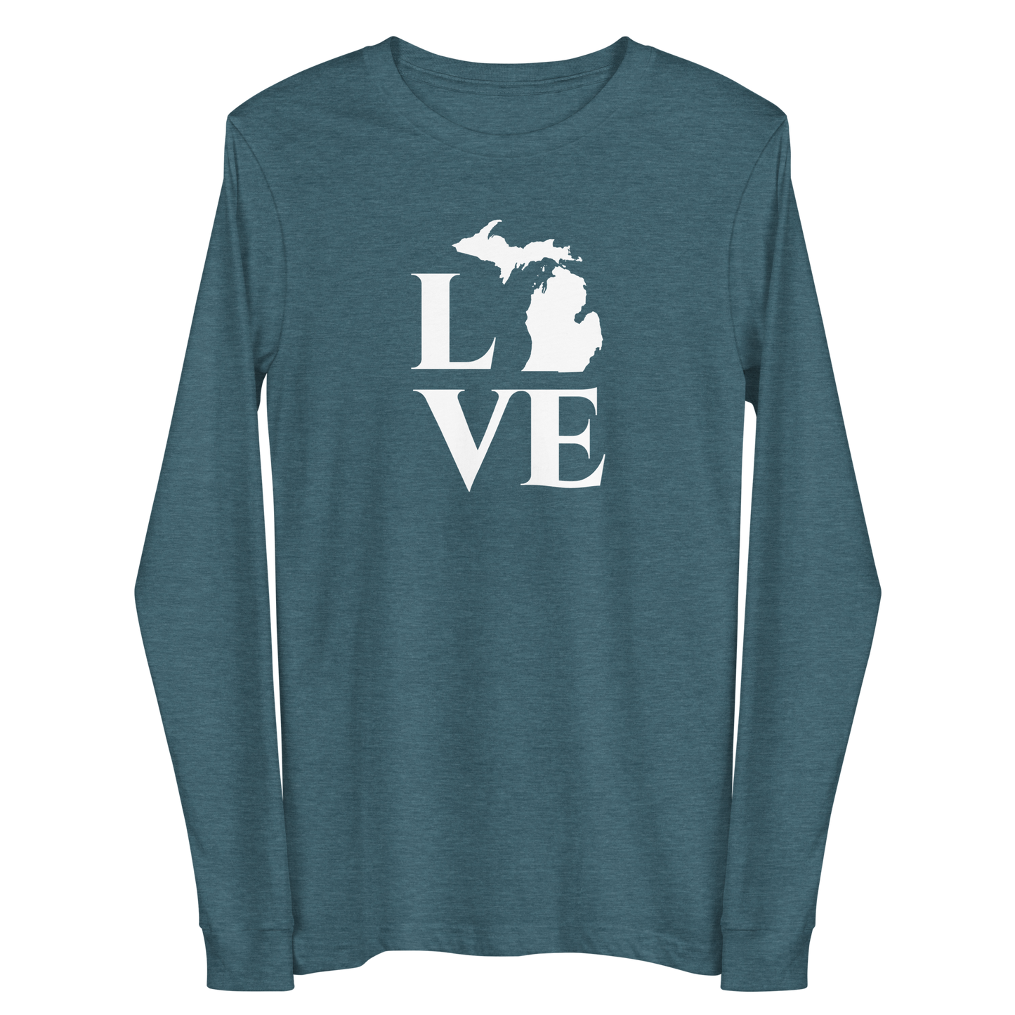 Michigan 'Love' T-Shirt (Roman Serif Font) | Unisex Long Sleeve