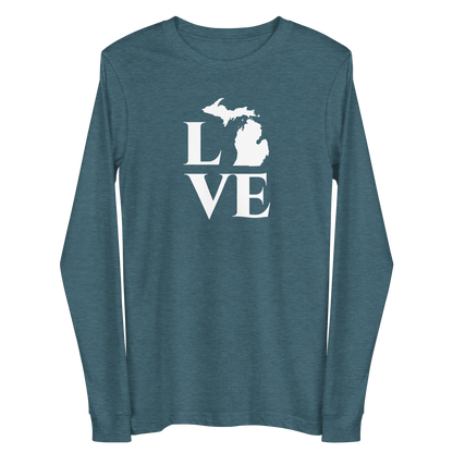 Michigan 'Love' T-Shirt (Roman Serif Font) | Unisex Long Sleeve