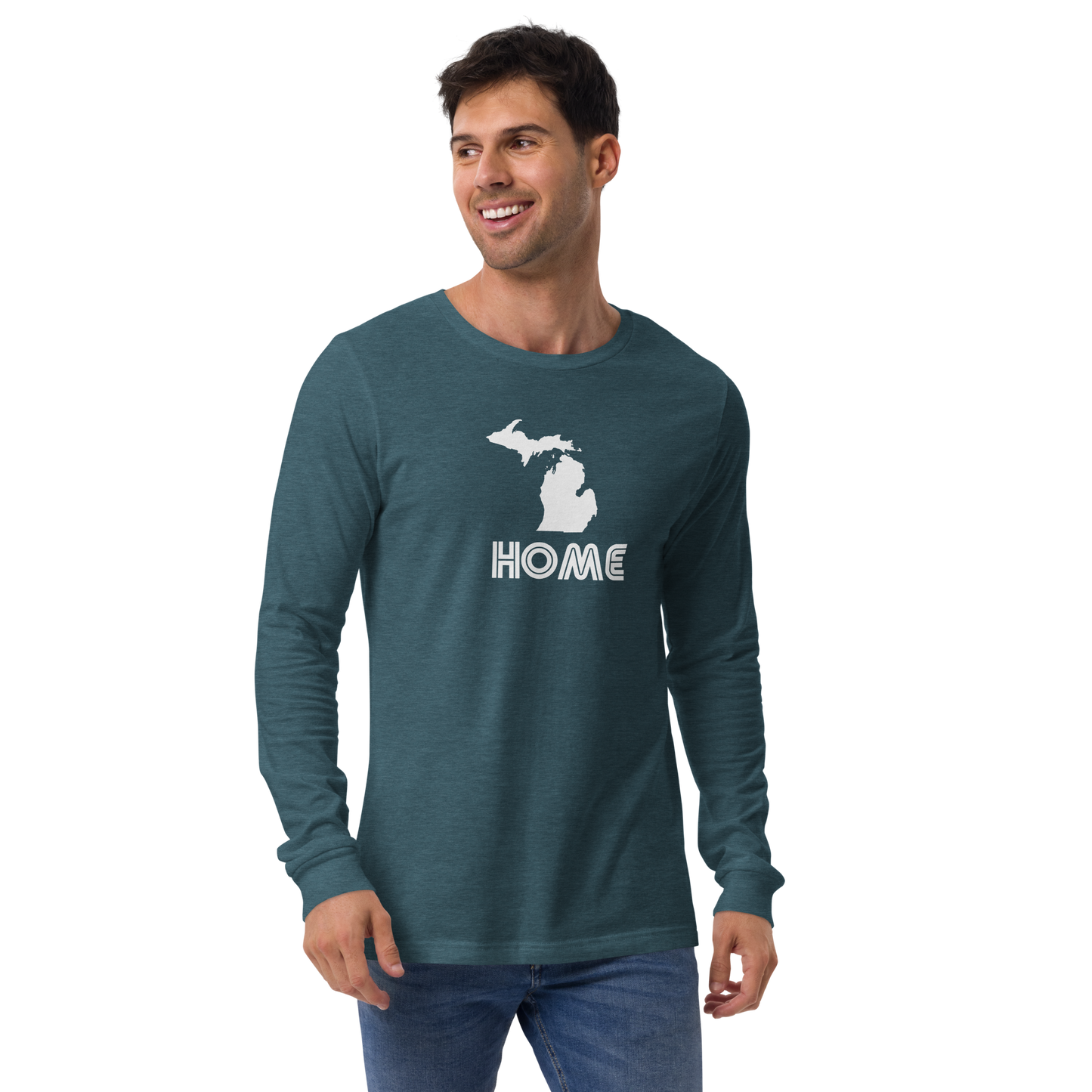 Michigan 'Home' T-Shirt (1970s Audiophile Font) | Unisex Long Sleeve