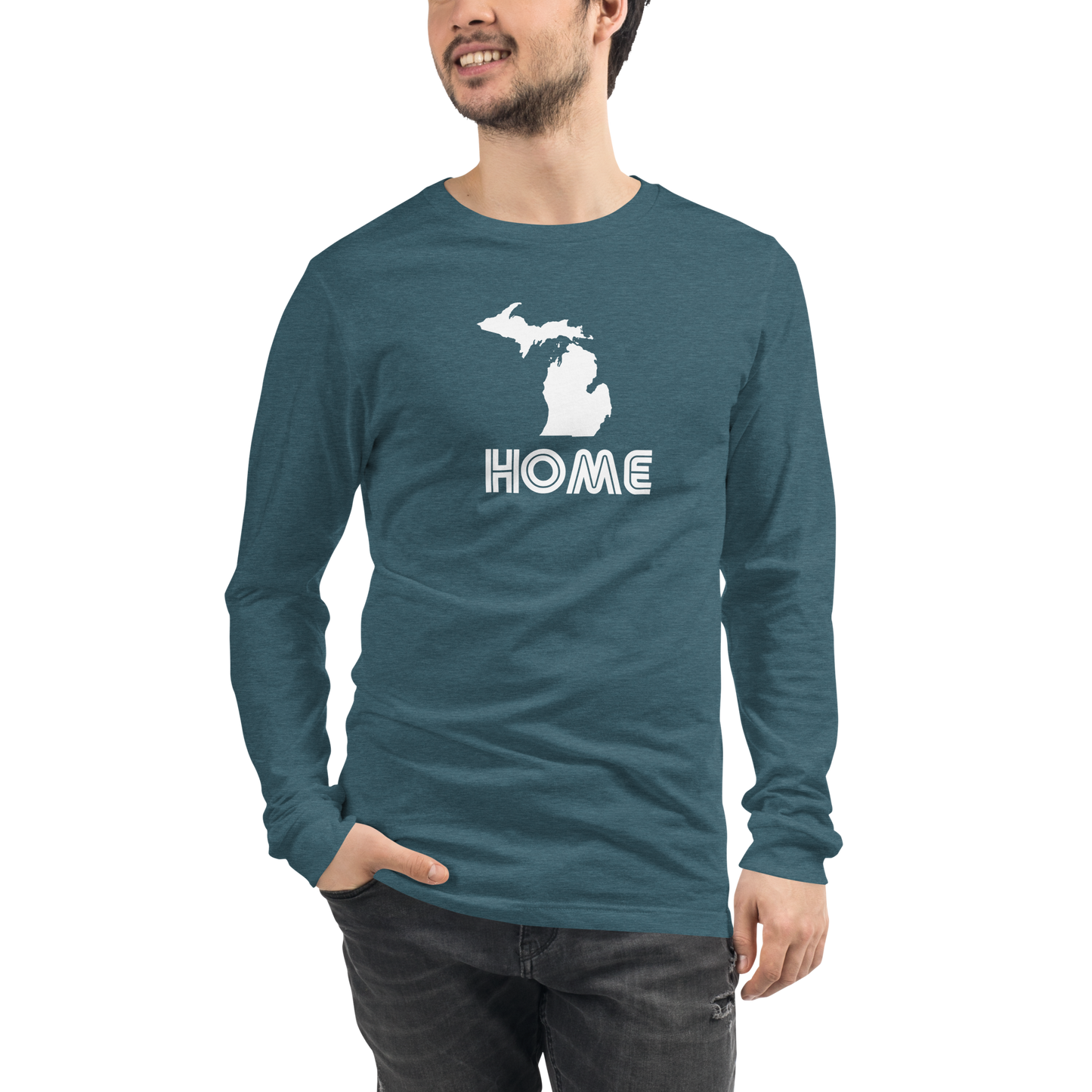 Michigan 'Home' T-Shirt (1970s Audiophile Font) | Unisex Long Sleeve