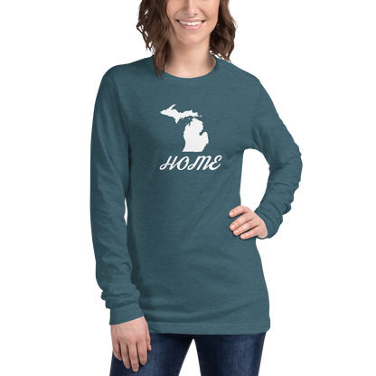 Michigan 'Home' T-Shirt (Retro Script Font) | Unisex Long Sleeve