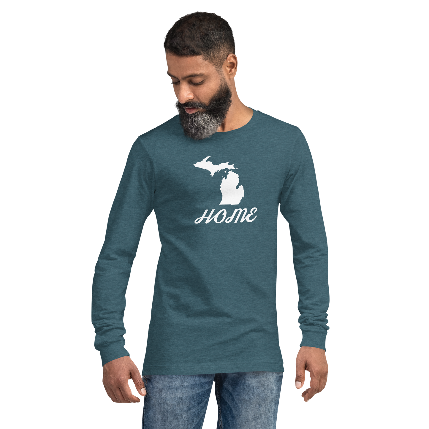 Michigan 'Home' T-Shirt (Retro Script Font) | Unisex Long Sleeve