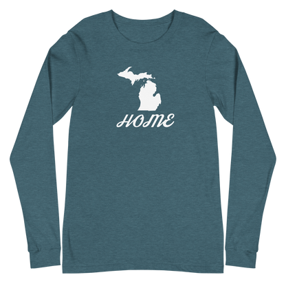 Michigan 'Home' T-Shirt (Retro Script Font) | Unisex Long Sleeve