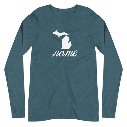 Michigan 'Home' T-Shirt (Retro Script Font) | Unisex Long Sleeve