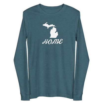 Michigan 'Home' T-Shirt (Retro Script Font) | Unisex Long Sleeve